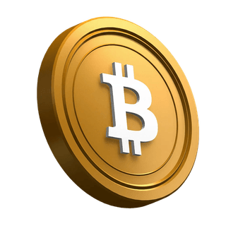 Przechylona moneta Bitcoin BTC jako element wizualny w sekcji hero