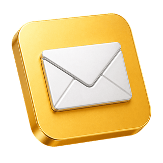 Dekoracyjny obiekt 3D z ikoną koperty e-mail na stronie kontaktowej